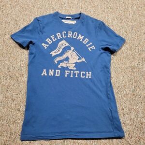 Vintage Abercrombie & Fitch Shirt Mens Small Blue Warriors Football Chief Y2K
